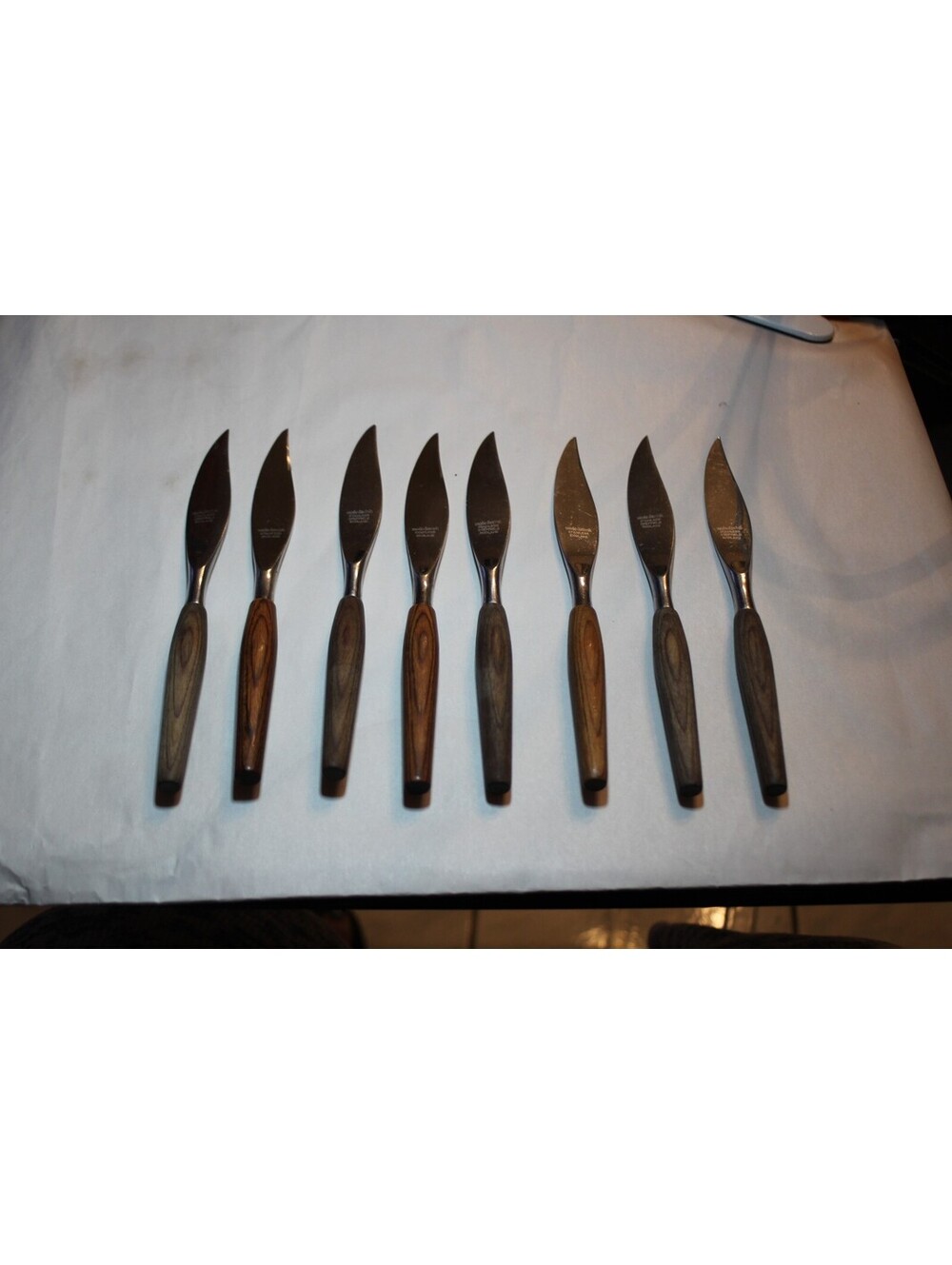 MODE DANISH Vintage Mid Century Modern 8 Steak Knife Set Teak Rosewood England